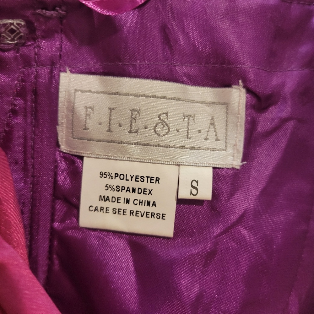 Fiesta Party Bombshell Pleated Draped Corset Pink Purple Taffeta Dress size S - Picture 8 of 10